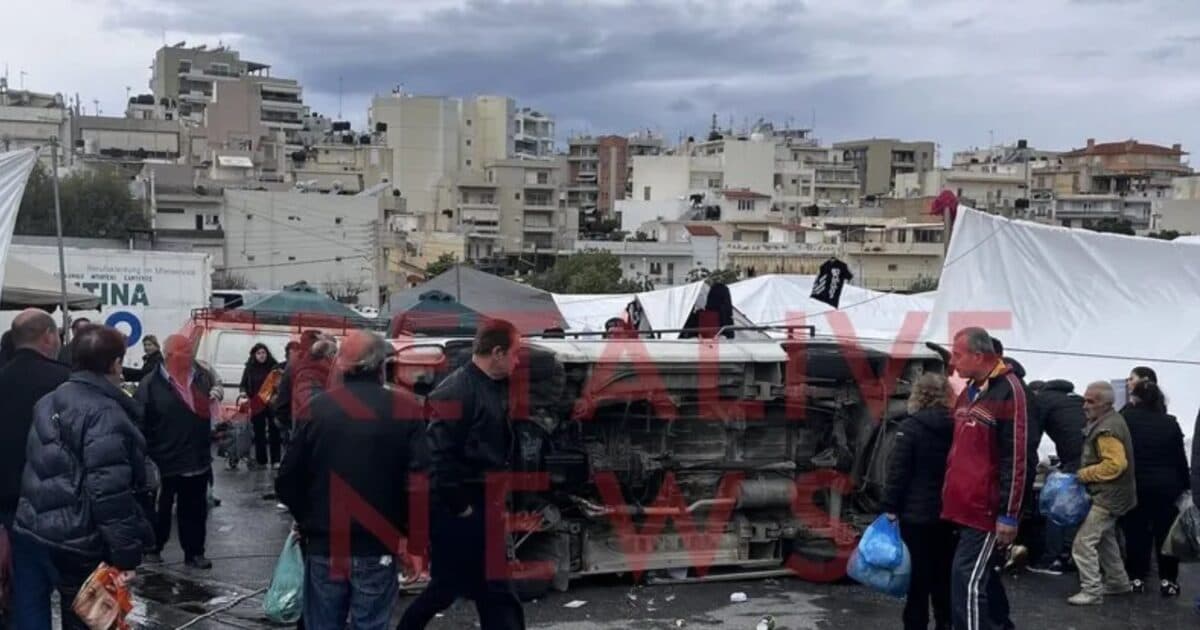 Ισχυροί άνεμοι ανέτρεψαν αγροτικά σε λαϊκή στο Ηράκλειο