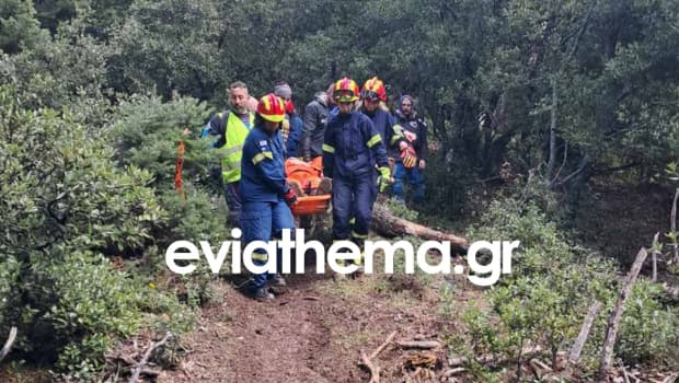 Διάσωση αναβάτη μηχανής σε δύσβατο σημείο της Εύβοιας