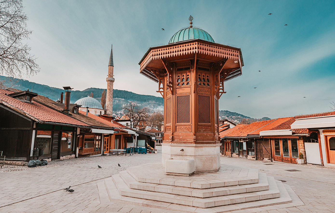 Παλιά αγορά Baščaršija στο Σαράγεβο Βοσνία ταξίδι