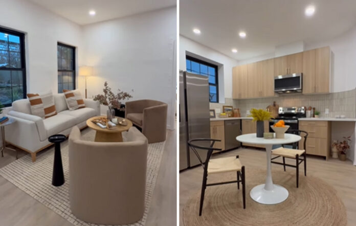 Εσωτερικό του 3D εκτυπωμένου σπιτιού με φωτεινό χώρο