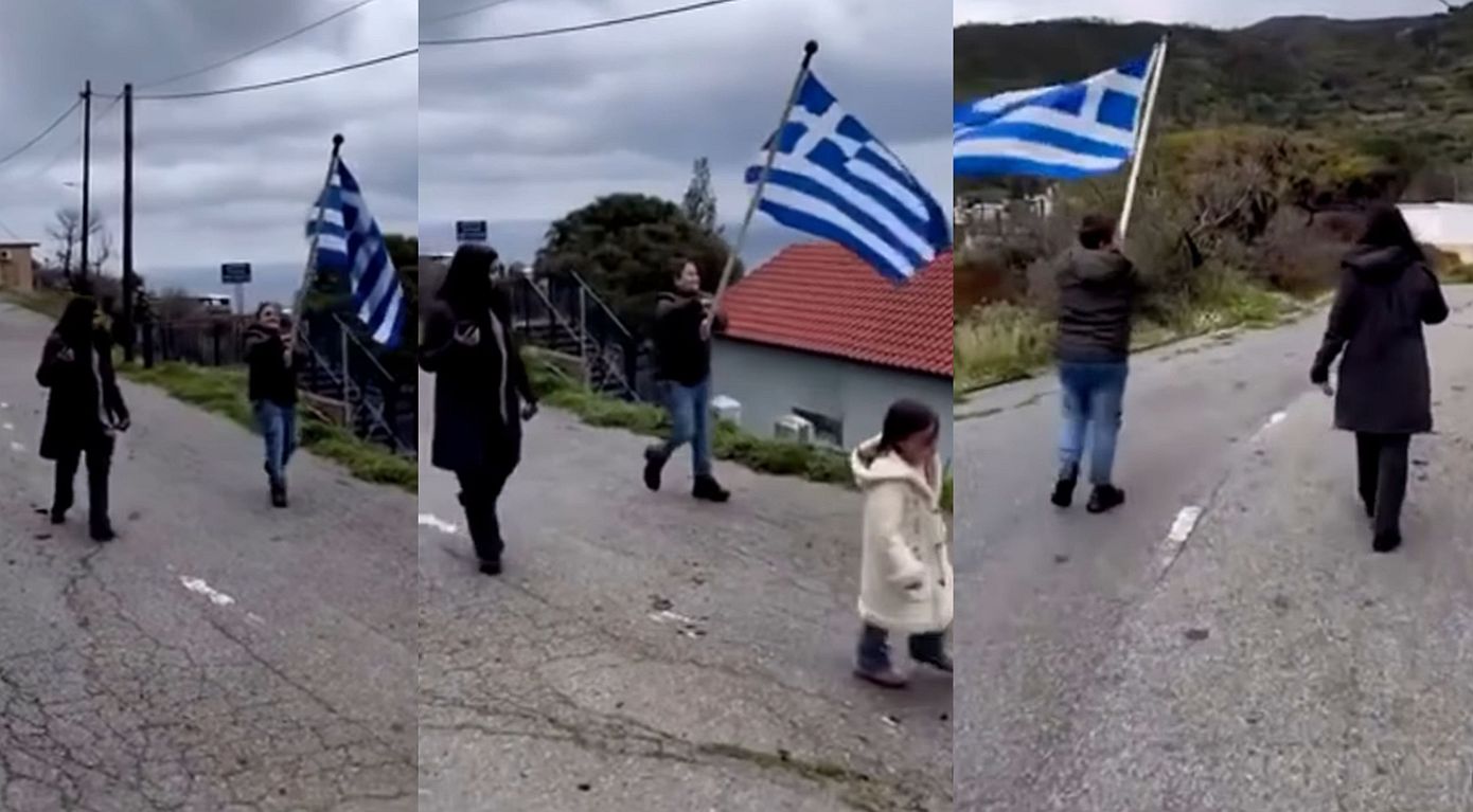 Μοναδικός μαθητής παρέλαση Εύβοια δασκάλα