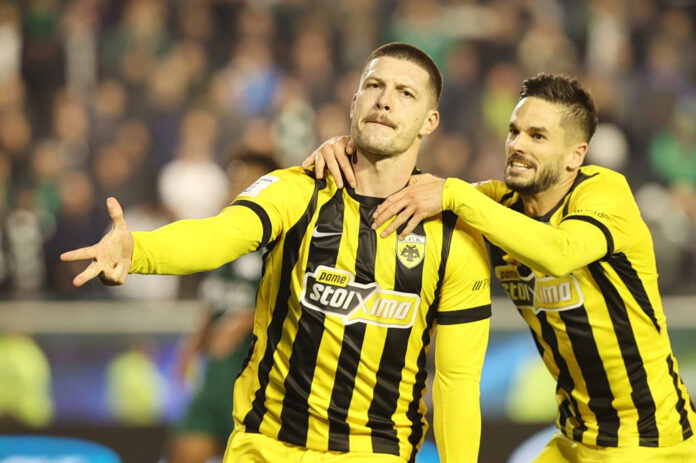 Λούκα Γιόβιτς ΑΕΚ γκολ πανηγυρισμός ΟΑΚΑ