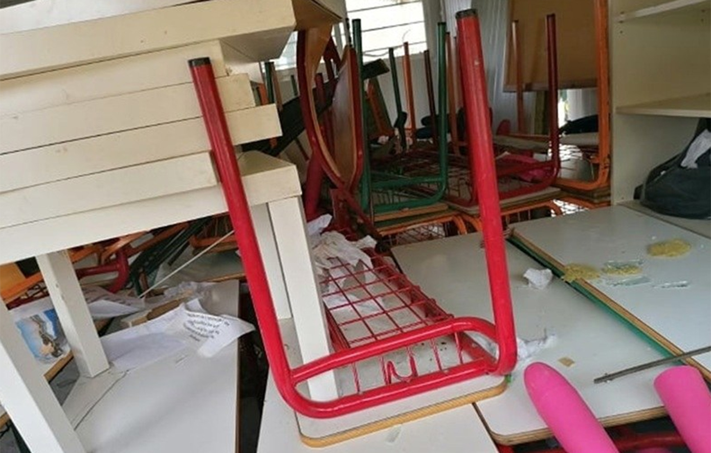 Σχολική αυλή νηπιαγωγείου Θέρμης Θεσσαλονίκη βανδαλισμοί