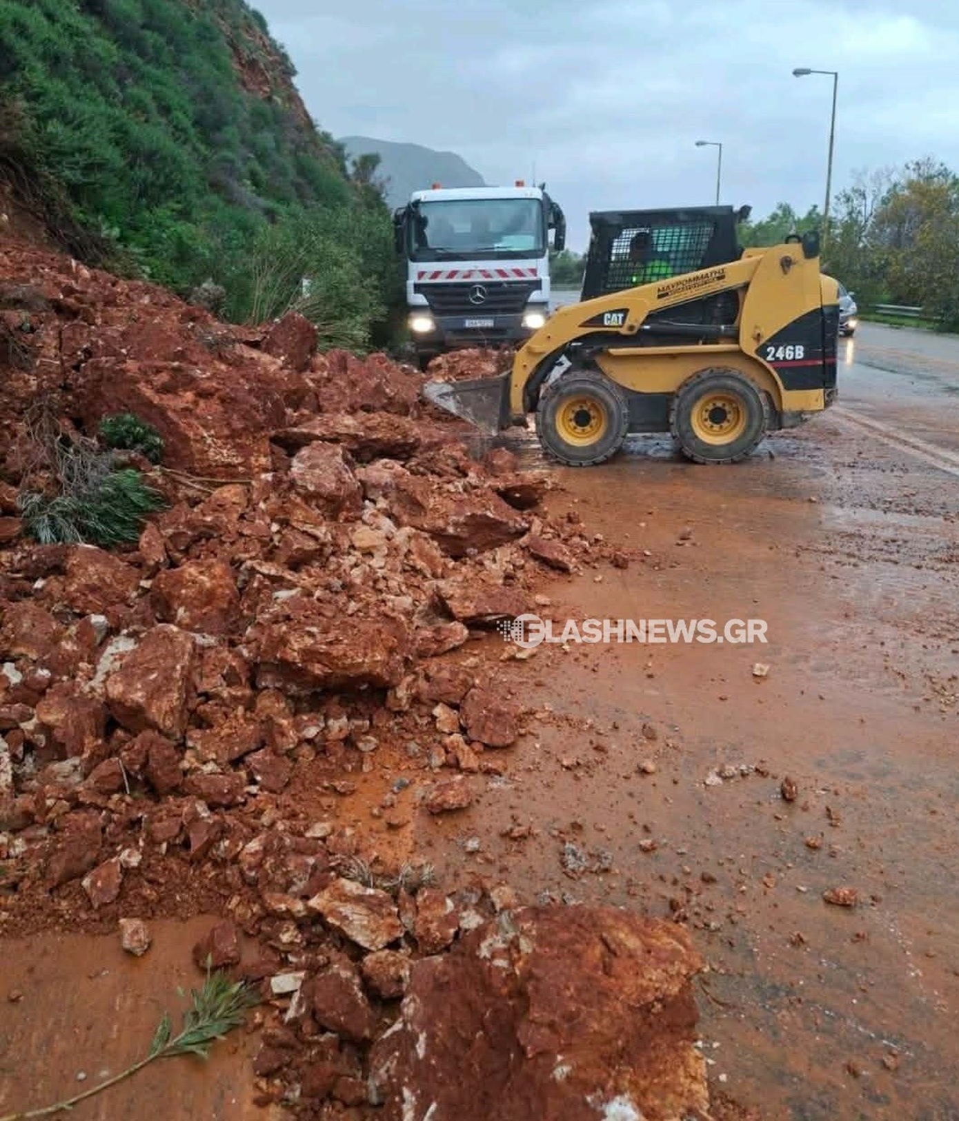 κατολίσθηση δρόμου κακοκαιρία Κρήτη