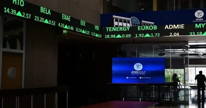 Χρηματιστήριο Αθηνών ηλεκτρονικός πίνακας με μετοχές