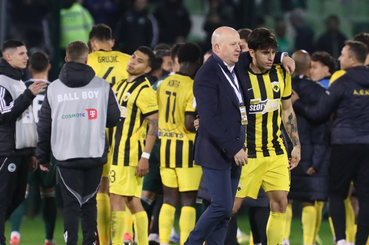 ΑΕΚ πανηγυρισμοί νίκη Τσέλιε Σλοβενία Conference League