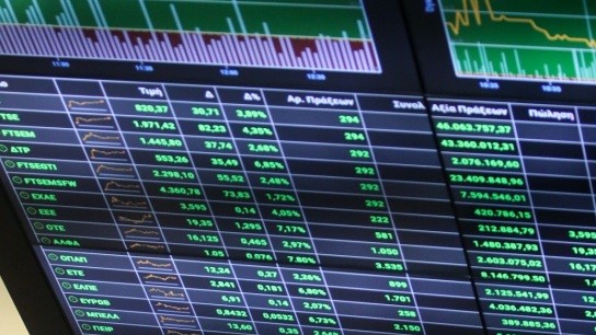 Χρηματιστήριο Αθηνών ηλεκτρονικός πίνακας με μετοχές