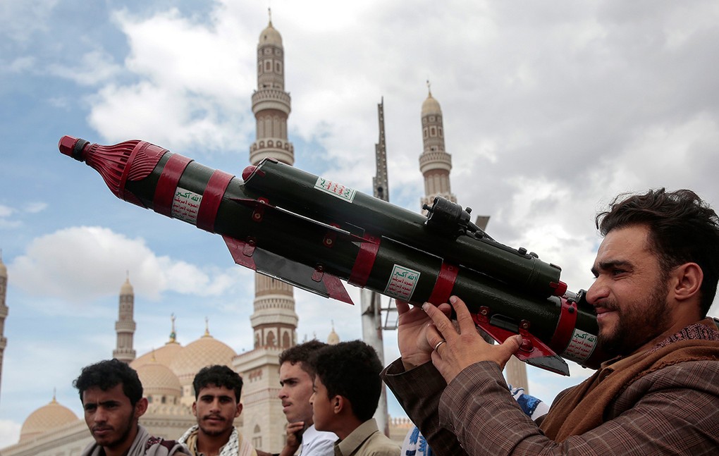 Ο ηγέτης των Χούθι της Υεμένης Άμπντουλ Μαλίκ αλ Χούθι σε τηλεοπτική ομιλία