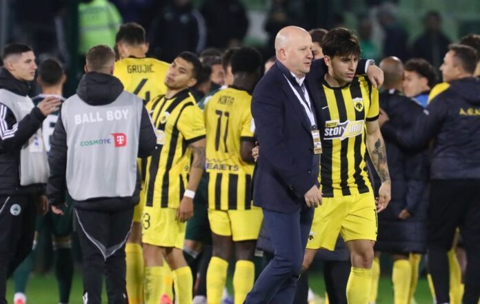 ΑΕΚ πανηγυρισμοί νίκη Τσέλιε Σλοβενία Conference League